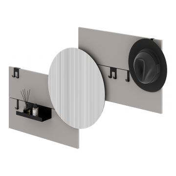 Вешалка Stripe M горизонтальная с зеркалом D 60 см (серо-бежевый)