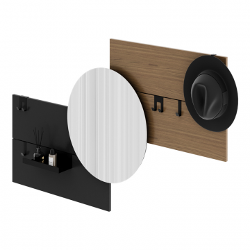 Вешалка Stripe M горизонтальная с зеркалом D 60 см (натуральный дуб, черный)