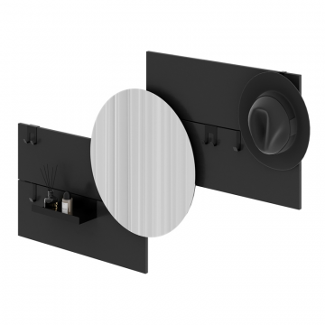 Вешалка Stripe M горизонтальная с зеркалом D 60 см (черный)