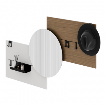 Вешалка Stripe M горизонтальная с зеркалом D 60 см (натуральный дуб, дымка)