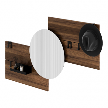 Вешалка Stripe M горизонтальная с зеркалом D 60 см (орех)