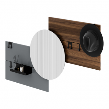 Вешалка Stripe M горизонтальная с зеркалом D 60 см (орех, серый)