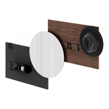 Вешалка Stripe M горизонтальная с зеркалом D 60 см (орех, черный)