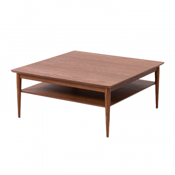 Квадратный журнальный столик из массива ясеня со шпоном двойная столешница LUSSAN  единый размер каштановый