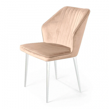 Стул Berg, бархат светло-бежевый 2 / белый конус