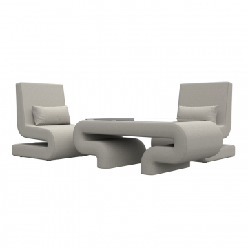 Комплект  Волна-3 (стол, 2 кресла), Амур 02 бежевый, Рогожка