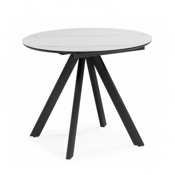 Керамический стол Трейси 90 snow white / черный