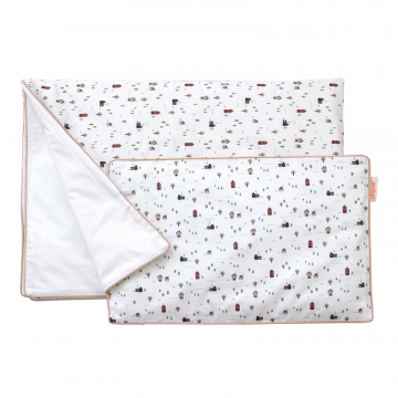 Постельное бельё в детскую кроватку «Домики» (кант, сатин). Состав: наволочка 40*32 см, пододеяльник 90*110 см