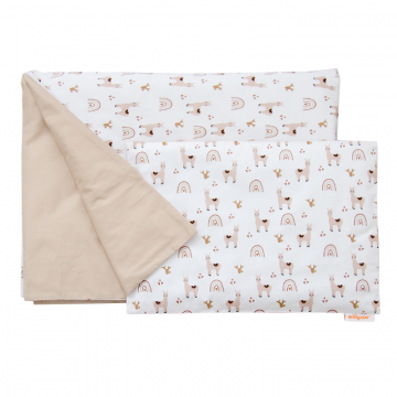 Постельное бельё в детскую кроватку «Лама» (бежевый, сатин). Состав: наволочка 40*32 см, пододеяльник 90*110 см