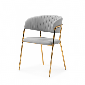 Стул на металлокаркасе Kamelia велюр светло-серый / золотой