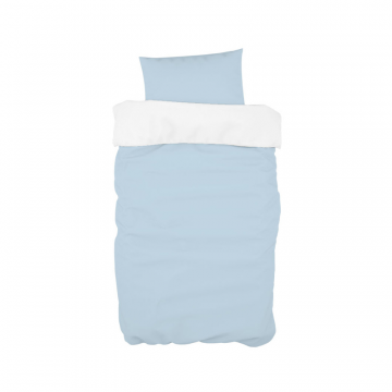 Постельное бельё в детскую кроватку (голубой, сатин). Состав: наволочка 40*32 см, пододеяльник 90*110 см