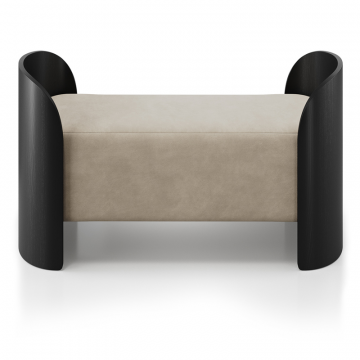 Банкетка Lagom 2 120 см (светло-бежевый FiberGuard, черный)