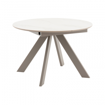 Стол круглый Миндель D100 столешница керамика белый глянец, основание металл латте