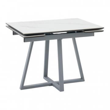 Стол Керас 120-180/80/75 столешница МДФ16/керамика Snow white подстолье металл серый