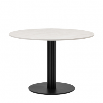 Стол круглый Фризбин D90, столешница МДФ ледяной камень, основание металл черный