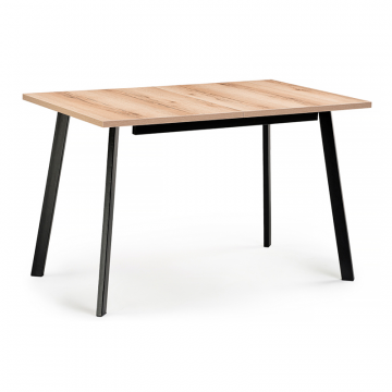 Стол раскладной Колон Лофт 120 25 мм черный матовый / дуб делано светлый