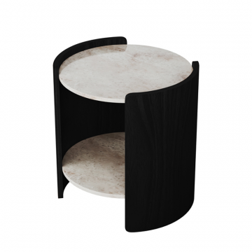 Столик Lagom Stone D 43 см высота 45 см (камень OV, черный)