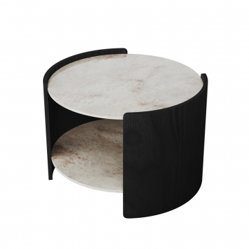 Столик Lagom Stone D 65 см высота 45 см (камень OV, черный)