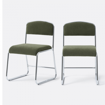 Комплект из 2 стульев с хромированным каркасом и тканевой обивкой Celestina  единый размер зеленый