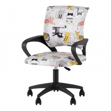 Кресло офисное TopChairs Simple SN Junior принт Blue Cats пластик черный