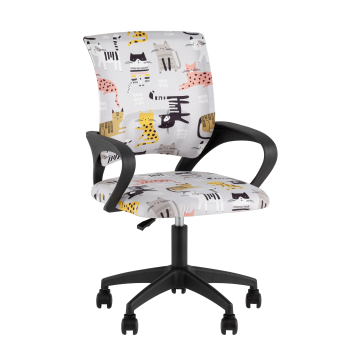 Кресло офисное TopChairs Simple SN Junior принт Blue Cats пластик черный