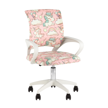 Кресло офисное TopChairs Simple SN Junior принт Unicorns пластик белый
