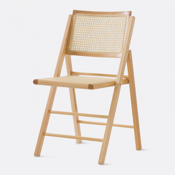 Складной стул из бука с плетеным сиденьемспинкой Rivia  единый размер бежевый