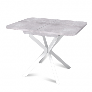 Стол Твист раздвижной (100+30) цемент светлый / опоры белые
