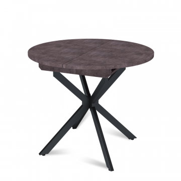 Стол круглый раздвижной Твист (90+30) камень темный / опоры черные