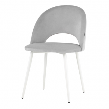 Стул Меган SN велюр светло-серый белые ножки