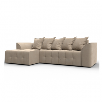 Диван угловой Лига-113 угол левый, SEVEN 729 бежевый, Велюр