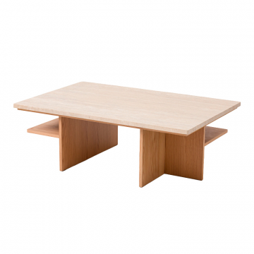 Журнальный столик XL травертин и шпон дуба ширина 120 см CALISTE  КАЛИСТ  единый размер бежевый