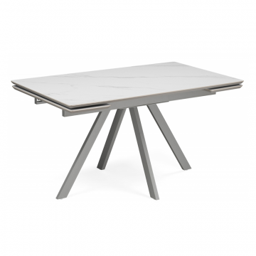 Керамический стол Вилли 140(200)х80 белый мрамор snow white / серый