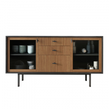 Комод две стеклянные дверки и три ящика 