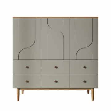 Комод с тремя дверками и шестью ящиками 