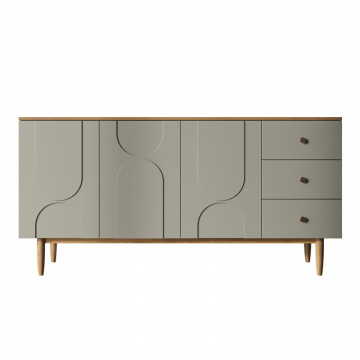 Комод с тремя дверками и ящиками 