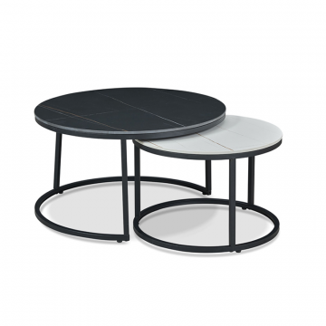 Набор из 2-х столов журнальных Nocturne, черная/белая керамика