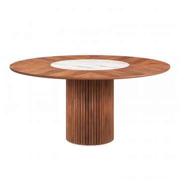 Стол круглый Denver 120, керамика матовая + шпон / опора дерево