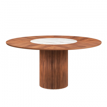 Стол круглый Denver 160, керамика матовая + шпон / опора дерево