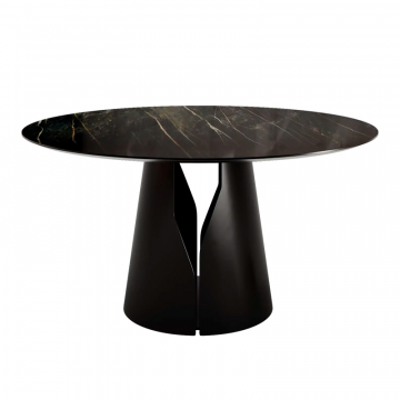 Стол круглый GIO 100, керамика глянцевая, черная