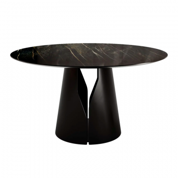 Стол круглый GIO 120, керамика глянцевая, черная