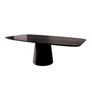 Стол овальный GIO 160, керамика глянцевая, черная