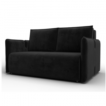 Диван прямой Лига-117, SEVEN 35 черный, Велюр