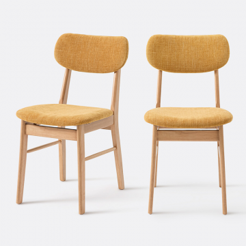 Комплект из 2 винтажных стульев текстурированная ткань SELYN  СЕЛИН  единый размер желтый