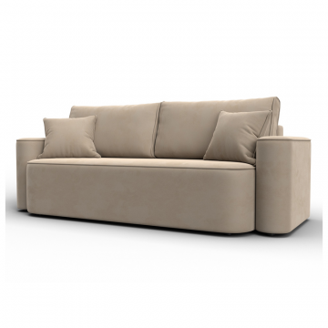 Диван прямой Лига-118 НПБ, SEVEN 729 бежевый, Велюр