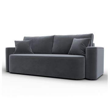 Диван прямой Лига-118 НПБ, SEVEN 17 серый, Велюр