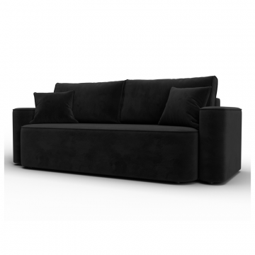 Диван прямой Лига-118 НПБ, SEVEN 35 черный, Велюр