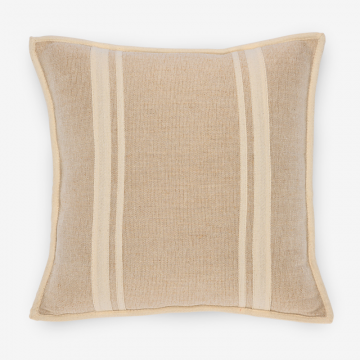 Подушка декоративная натуральная джутовая релакс экрю в полоску