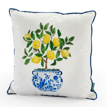 Подушка декоративная азулежу «Лимон в кашпо»