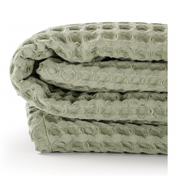 Покрывало вафельное объемное 220*240 см цвет винтажный зеленый